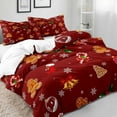 thumbnail image 3 of LUVIVIHOME 3PCS Red Christmas Duvet Cover Queen Bedding Set, Boys Girls Kids Bedding, Xmas Cute Gingerbread Man Candy Cane Jingle Bell Snowflake Holiday Christmas Comforter Quilt Cover 2 Pillow Shams, 3 of 7