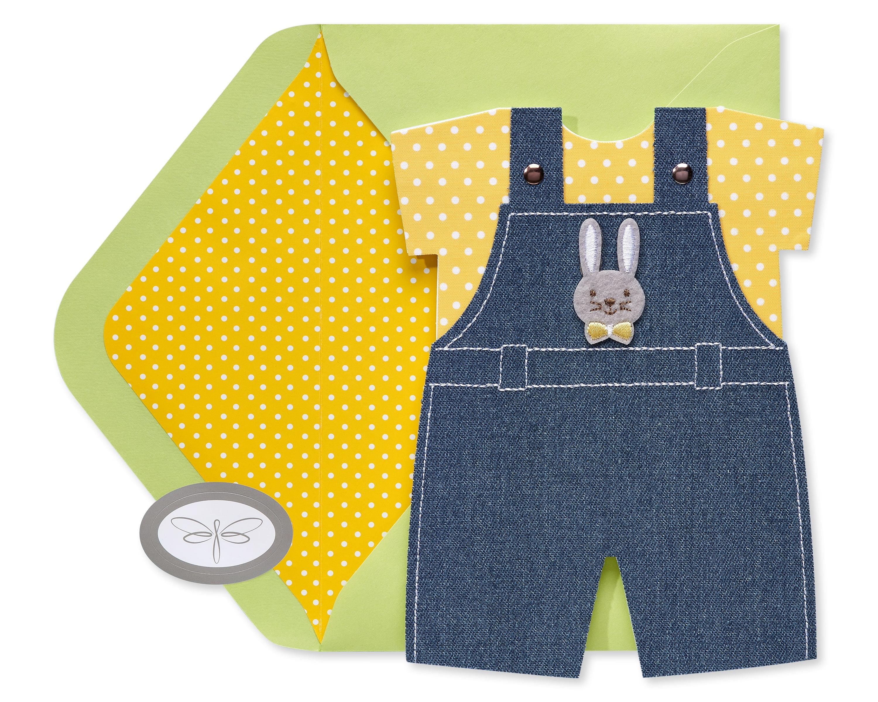 Papersong Premium Baby Shower Card (Overalls)