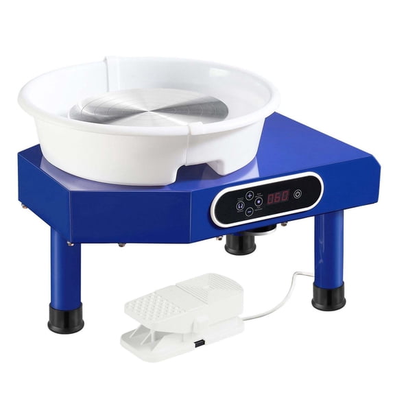 Pottery Wheel 10in Ceramic Wheel Machine, 60-300RPM Adjustable Speed, Foot Pedal & LCD, Sculpting Tool Kit, Detachable Basin for Clay Art DIY