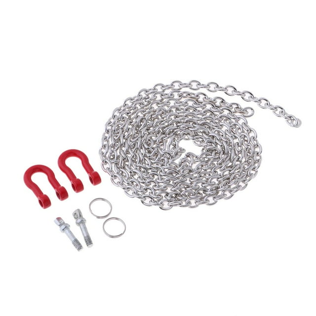 KLKCMS Chaîne de Remorque en Métal avec Crochets Rouge pour Modèle de Camion RC 1/10