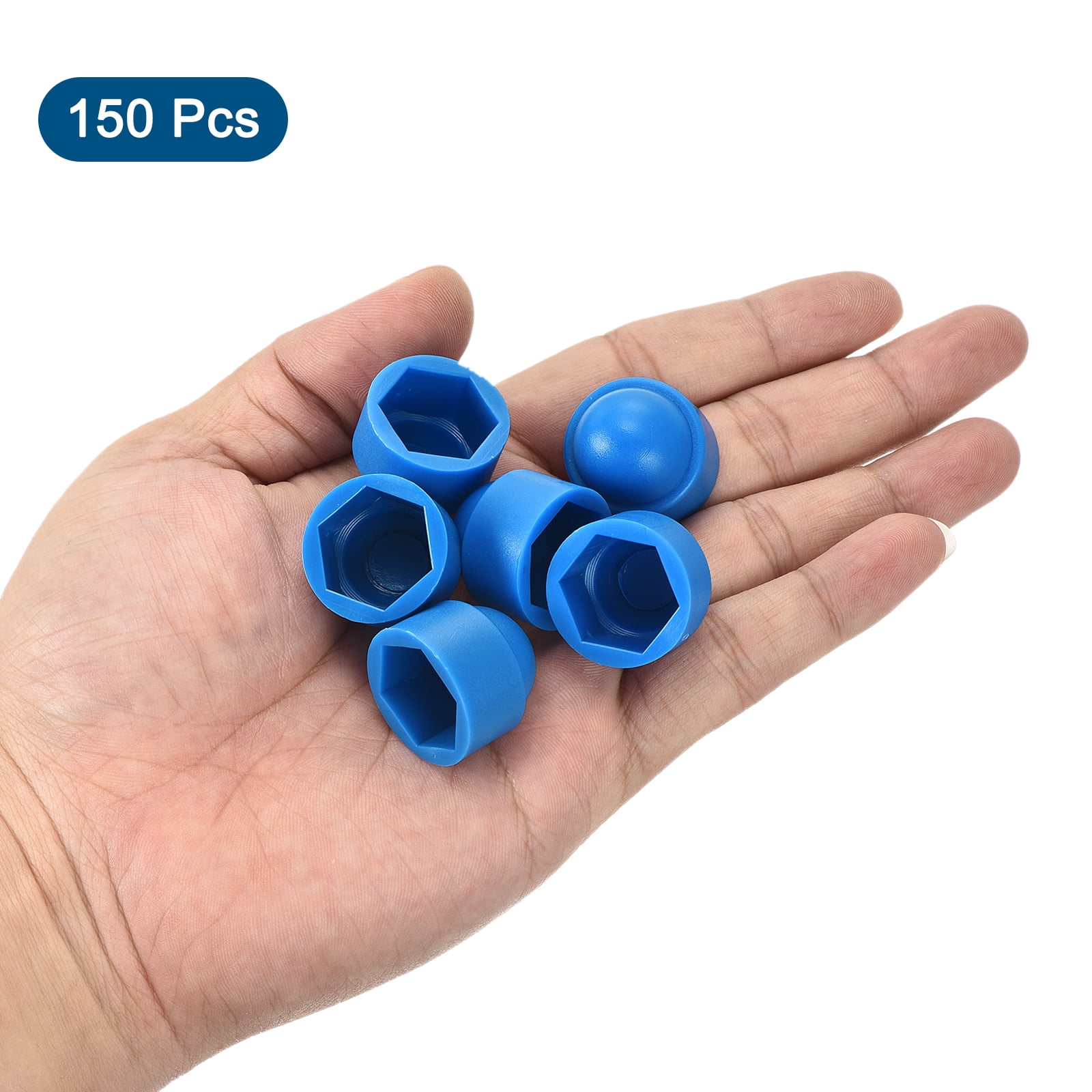 Uxcell 150pack Hex Nut Cover, M12 Blue Plastic Dome Nut Protection Cap Hex Bolt Nut Covers for Hexagon Screws, Bolts