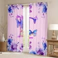 thumbnail image 2 of Manfei Cartoon Flower Butterfly Curtains Pack of 2 (42x84 Each),Watercolor Splash Ink Curtains Blackout,First Letter T Bedroom Curtains For Girls,Super Cozy Room Decor, 2 of 6