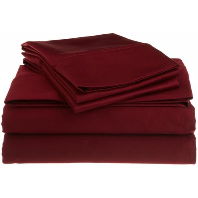 Egyptian Cotton 1200 Thread Count Solid Sheet Set Full-Burgundy