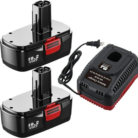 2 Pack 19.2V 4800mAh C3 Replacement Battery and Battery Charger Compatible with Craftsman 19.2 Volt Battery 315.115410 315.11485 130279005 1323903 120235021 11375 11376 Cordless Power Tools
