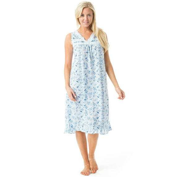 Casual Nights Women's Sleeveless Floral Lace and Ribbon Nightgown