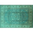 thumbnail image 1 of Ahgly Company Machine Washable Indoor Rectangle Oriental Turquoise Blue Traditional Area Rugs, 2' x 3', 1 of 4