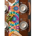 thumbnail image 2 of Boanket Colorful Tie-Dye Table Runner - 60 Inch Long, Kitchen Dining Table Runner Dresser Scarves, Ethnic Modern Abstract Watercolor Farmhouse Decor for Coffee Tables Wedding Party Banquet, 2 of 8