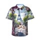 thumbnail image 1 of Balery Parisian Cafe With Eiffel Camisas hawaianas de manga corta para hombre, camisas playeras de corte holgado, camisas de vacaciones con botones,Large, 1 of 7