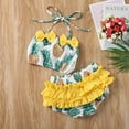 thumbnail image 3 of Franhais Baby Girl Casual Printed Swimwear Set, Kids Bowknot Lace Up Top+Ruffles Shorts Swimsuit, 3 of 8