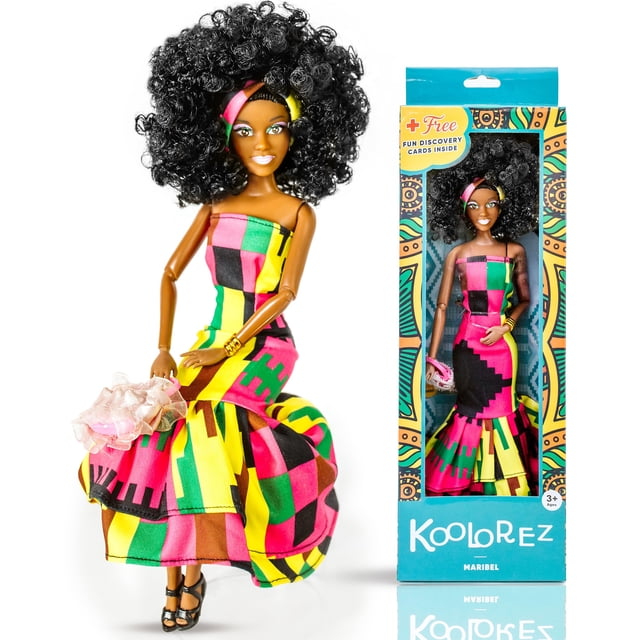 Muñeca KOOLOREZ Maribel de vinilo afro de 12,5" con articulaciones móviles