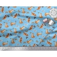 thumbnail image 2 of Soimoi Blue Moss Georgette Fabric Insect & Cat Animal Print Fabric by Yard 42 Inch Wide, 2 of 3