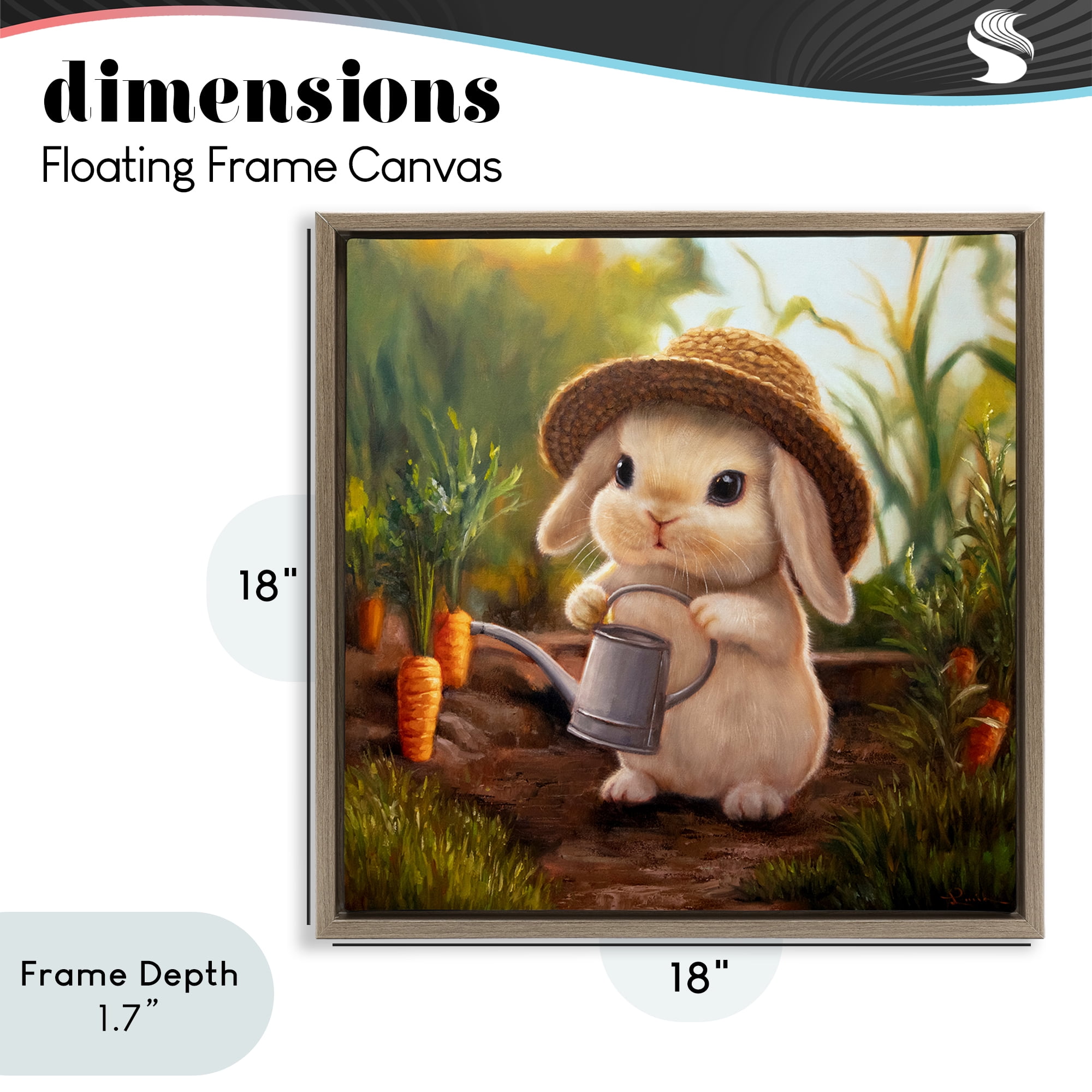 Stupell Industries Bunny with Carrot Garden Brown Framed Floater Canvas Wall Art, design by Lucia Heffernan
