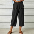 thumbnail image 4 of Luvrsol Capris for Women with Pockets Wide Leg Buttery Soft Stretch Casual Lounge Cropped Trousers S-2XL, 4 of 7
