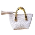 thumbnail image 4 of Bolso de mano femenino a escala 1/6, juguete de imitación de cuero sintético con borlas, 12 blanco, 4 of 9