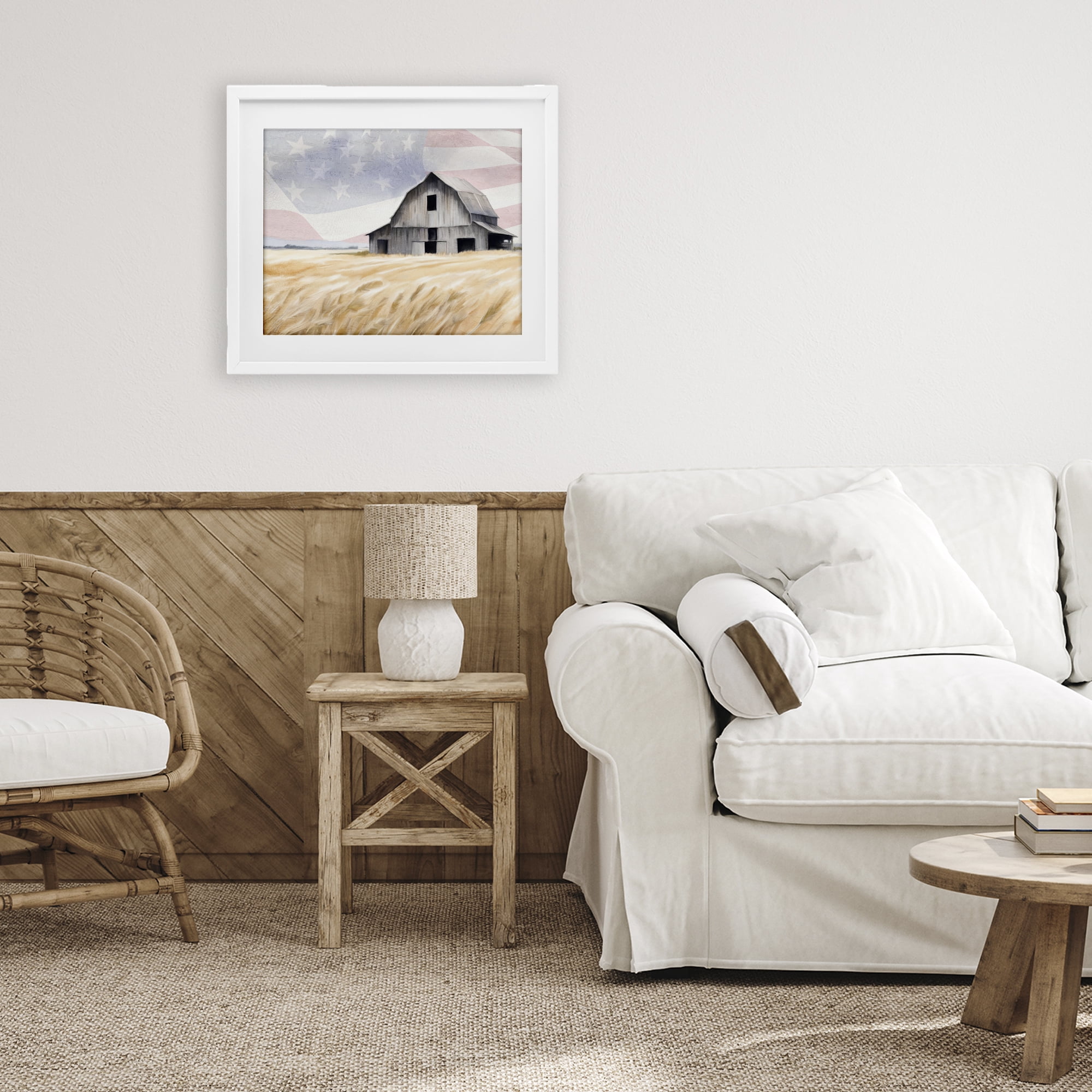 Stupell Industries Amber Waves of Farmland White Framed Print Under Glass, design by Kim Allen