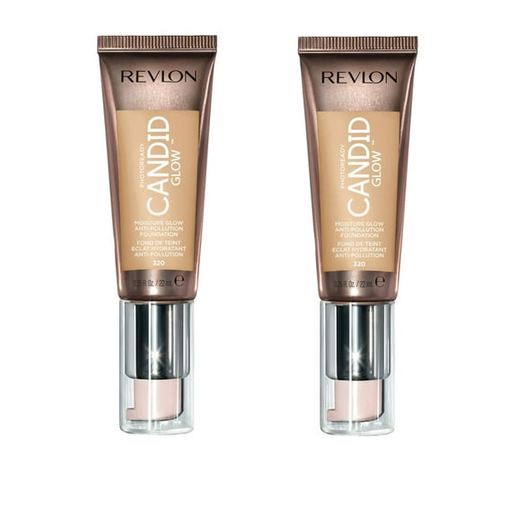 Pack of 2 Revlon Photoready Candid Glow Moisture Glow Anti-Pollution Foundation, Tawny 320