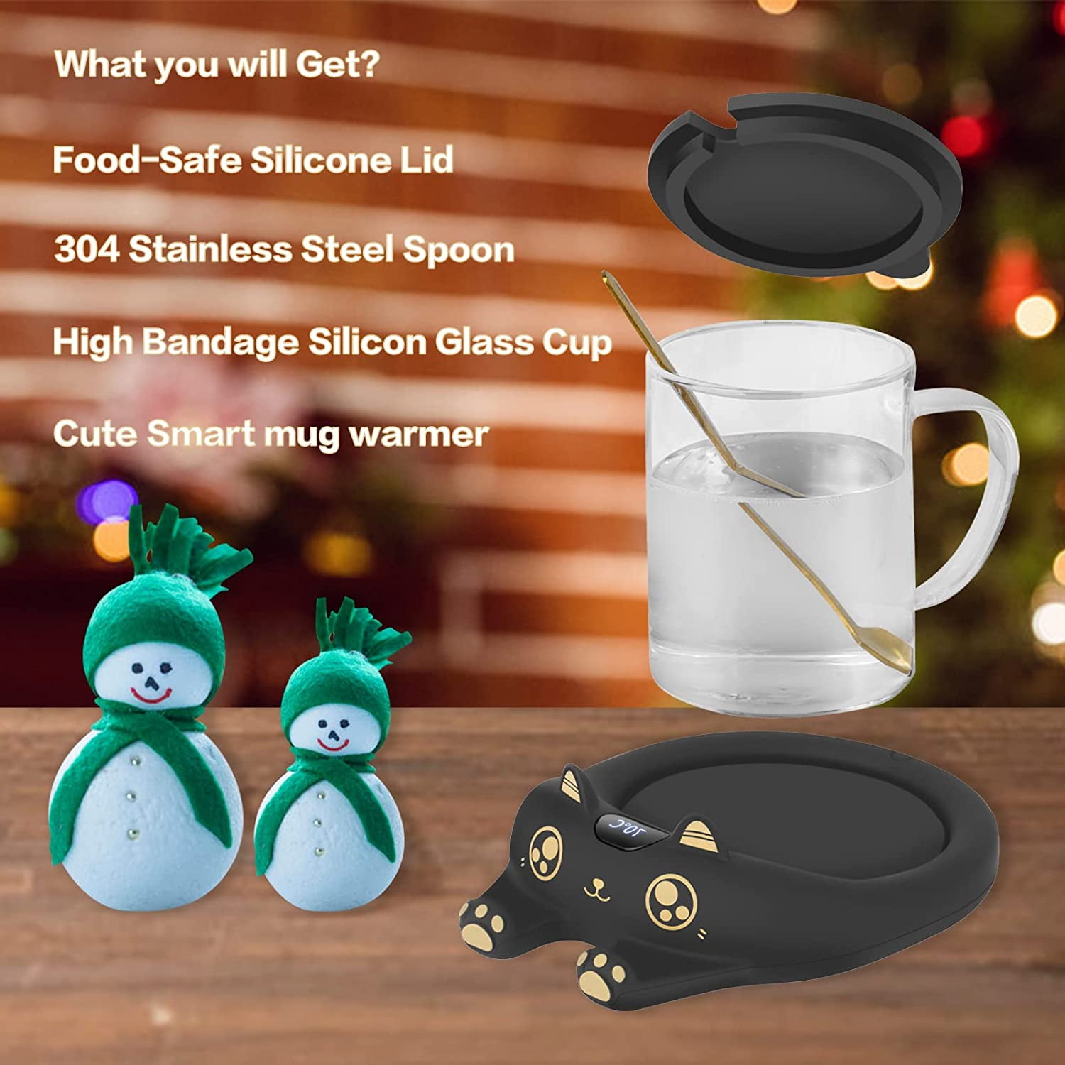 LIZHIGU Coffee Warmer with Mug - Cute Coffee Cups Cat Mug Cup Warmer Mug Warmer for Desk Coffee Cup for Women Smart Coffee Mug Warmer Coffee Mug