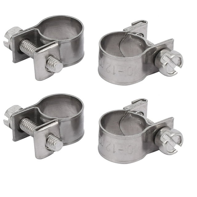 Abrazaderas de manguera ajustables de acero inoxidable 304 montadas con tornillo de 10 mm a 12 mm, 4 piezas