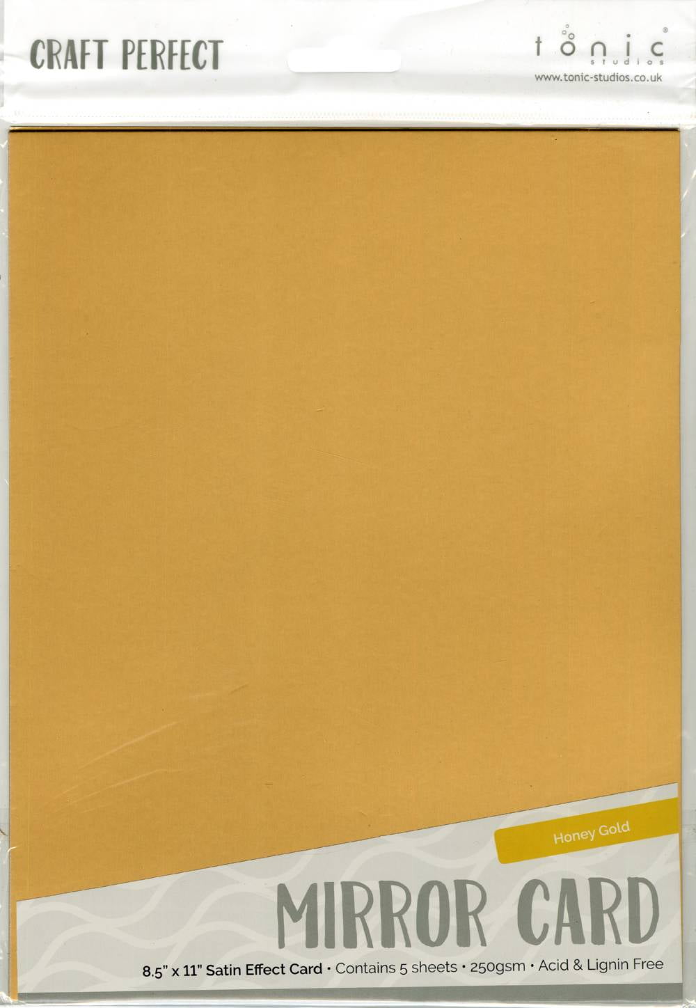 Craft Perfect Mirror Cardstock 92lb 8.5'X11' 5/Pkg-Satin Honey Gold