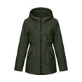 thumbnail image 6 of Waterproof Jackets for Women, Long Sleeve Hooded Windbreaker Outerwear with Drawstring Waist & Pockets, Outdoor Travel Wear | VerBelle,Army Green L, 6 of 8