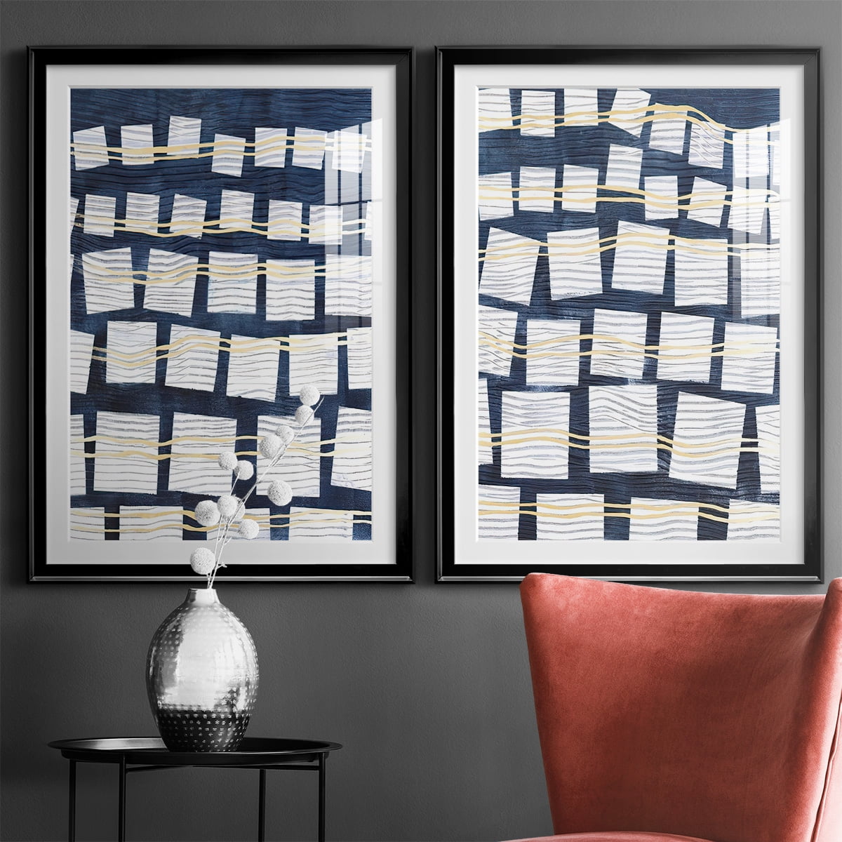 Wexford Home Networks III Premium Framed Print, 18.5" x 24.5" - Ready to Hang, Black (Set of 2)