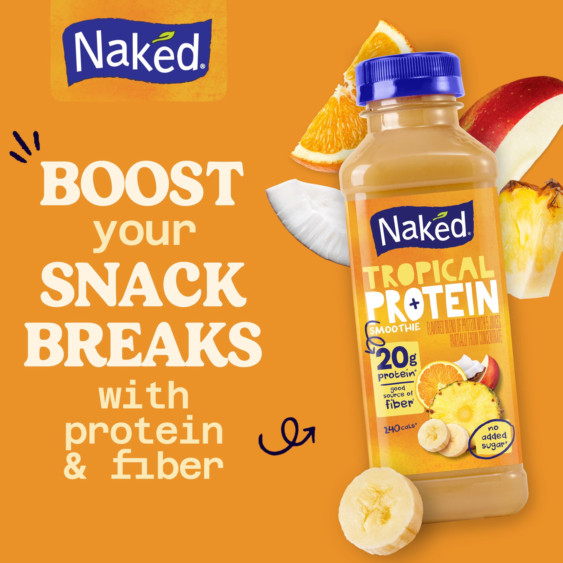 Naked Protein Smoothie Tropical, 15.2 fl oz Bottle
