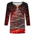 thumbnail image 4 of Fashion Fall Saving LiMoi Women's Three Quarter Sleeve Round Neck Top for the Holidays with Unique Tree Print Casual Tees Tshirts Shirts and Blouse My Items, 4 of 5