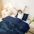 thumbnail image 3 of jejeloiu Artistic Whale Silhouette Twin Duvet Cover,Swirly Marine Print Twin Bedding For Boys,Navy Light Blue,Navy Blue Reversible,2pcs,1 Duvet Cover and 1 Pillowcase, 3 of 6