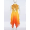 thumbnail image 5 of Doomiva Girls Lyrical Praise Dance Dress Sparky Sequin Sleeveless Asymmetrical Liturgical Worship Tunic Overlay Gold 8, 5 of 7