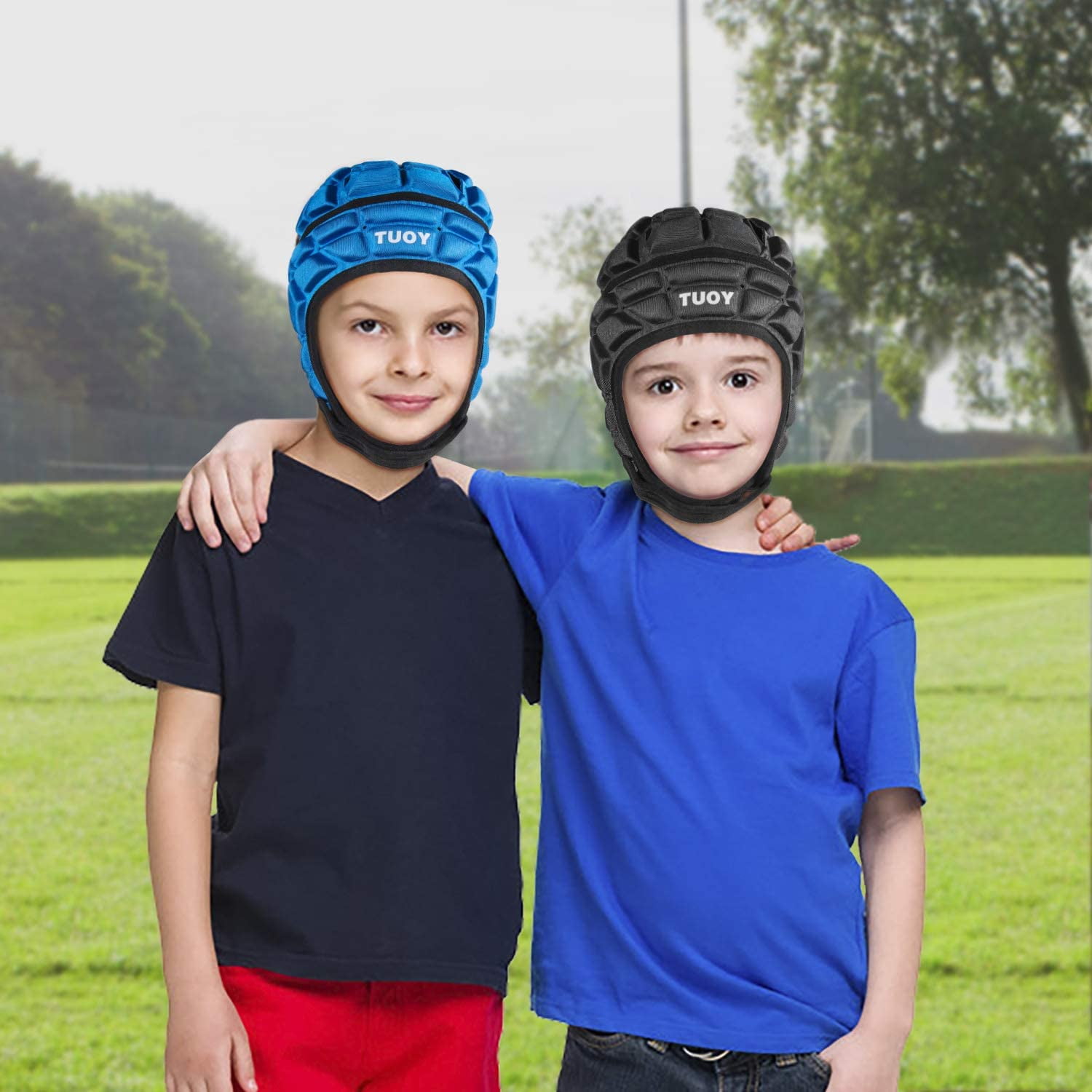 TUOY Kid Youth Soft Football Helmet Flag Football Helmet Pad Headgear Protection Head Guard for Rugby