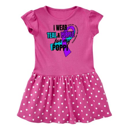 

Inktastic Suicide Prevention I Wear Teal and Purple for My Poppi Gift Toddler Girl Dress