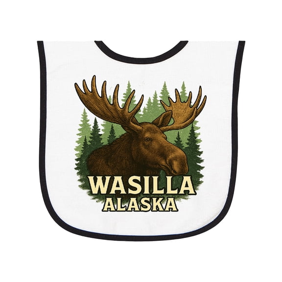 Inktastic Wasilla Alaska Moose Nature Scene Wilderness Baby Terry Cloth Bib