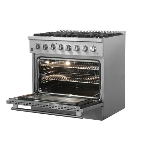 Forno Appliances - Galiano Alta Qualita 5.36 Cu. Ft. Freestanding Dual Fuel Range with Convection Oven - Silver