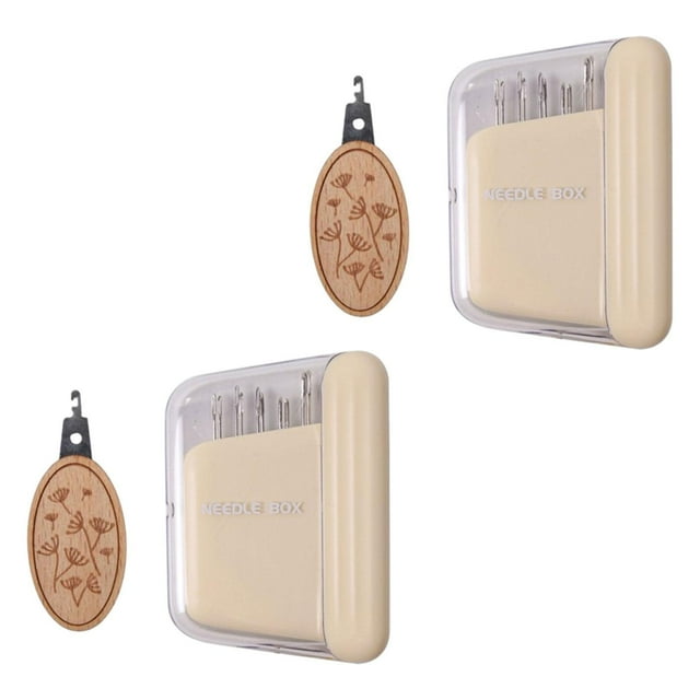 KLKCMS Ensemble de Boîtiers pour Aiguilles à Coudre Contenant pour Aiguilles pour Artisanat à la Main Beige