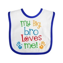 Inktastic My Big Bro Loves Me Little Brother Sister Boys or Girls Baby Bib