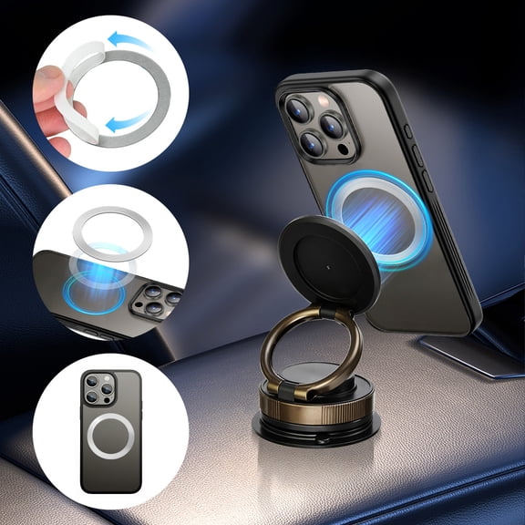 1X 2026 Upgraded Vacuum Magnetic Car Phone Holder 360° Reinforced Ultra Suction Cup Phone Mount for MagSafe Holders for Your Car/Gym/Mirror