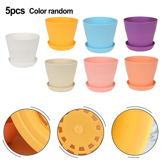 5PCS Colourful Small Plastic Flower Pot Succulent Plant Flowerpot Home Decor