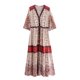 thumbnail image 1 of Mujeres Faldas Largas Bohemia Patchwork Pecho Vestido de Cárdigan, Vestido Largo Casual para Toda la Temporada, 1 of 4