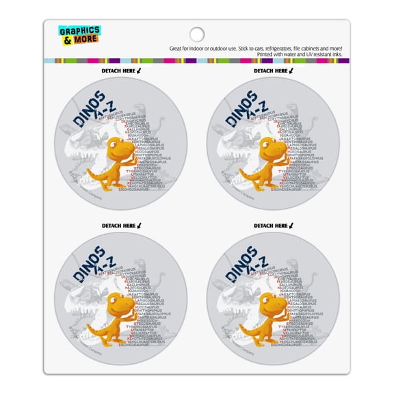 Dinosaurs from A to Z Stacked Names Dinosaur Train Refrigerator Fridge Locker Vinyl Circle Magnet Set