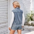 thumbnail image 5 of SWSMCLT Women's Jean Vest Summer Classy Spring Short Denim Jacket Western Button Up Sleeveless Collared Denim Vest Casual Fashion Fall Blue X-Large, 5 of 5