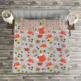 thumbnail image 3 of Ambesonne Colorful Quilted Bedspread Set 3 Pcs, Cartoon Tea Pots Roses, Queen Size, Multicolor, 3 of 3