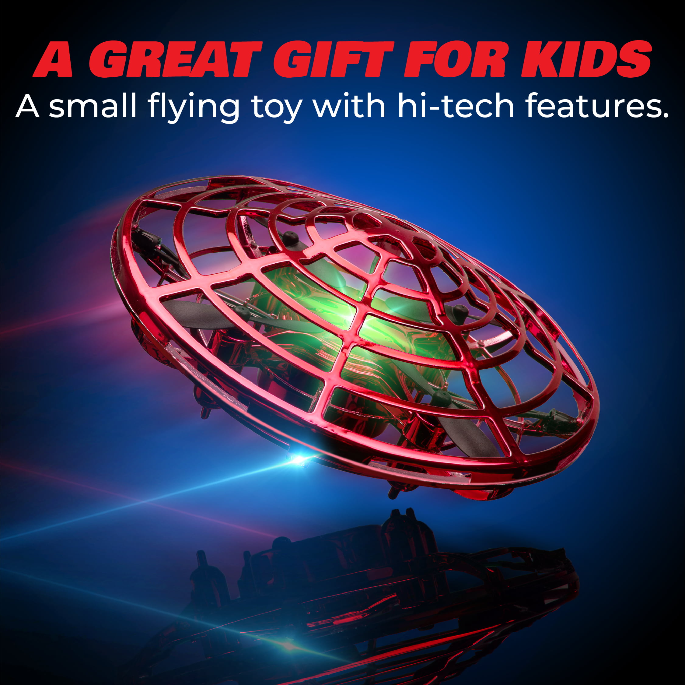 Easy Indoor Small UFO Flying Ball Drone Toys for Boys and Girls Force1 Scoot Combo Hand Operated Drone for Kids or Adults Red/Blue Hands Free Mini Drone 