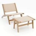 thumbnail image 1 of Costway Chaise d'Appoint Mid-Century Moderne avec Ottoman Cadre en Bois de Teck Style Ferme, 1 of 8