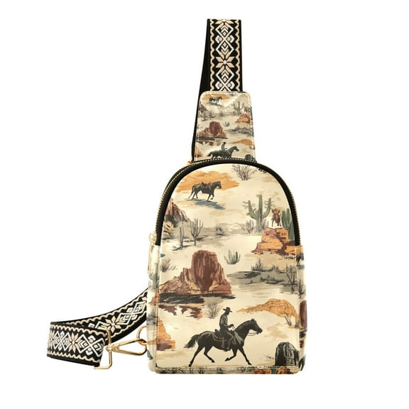 Horses in Wild West Crossbody Bags Fanny Pack Sling Bag for Travel Chest Bag Shoulder Bag for Women Trendy