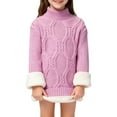 thumbnail image 3 of YunPes Boys Girls Cable Knit Sweater Kids Thick Fleece Lined Mock Neck Long Sleeve Pullover Shirt Winter Warm Solid Tops, 3 of 6