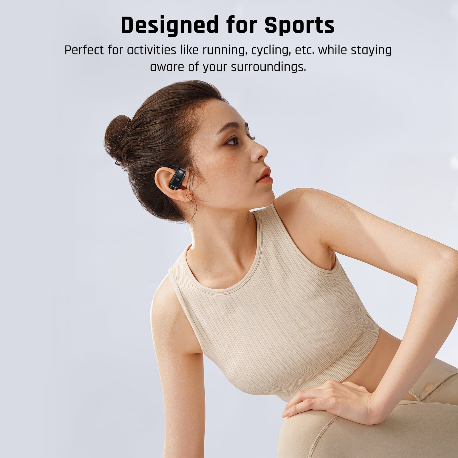TOPVISION Wireless Earbuds, Bluetooth 5.4 Earbuds with Clear Call Mic, Open-Ear Earbuds with Dual EQ Sound Modes, 64H Playtime, Ultra-Lightweight, Open-Ear Headphones for Running, Workout, Gym