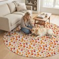 thumbnail image 2 of Small Round Rug 3Ft, Orange Pumpkins Thanksgiving Non-Slip Washable Circle Rugs Carpet, Maple Leaves Filling Fall Indoor Outdoor Rug Floor Mats Throw Runner for Bedroom Living Room Bathroom, 2 of 8