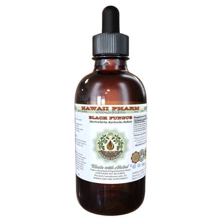 Black Fungus (Auricularia Auricula-Judae) Glycerite, Dried Fungus Alcohol-Free Liquid Extract, Hei Mu Er, Glycerite Herbal Supplement 2 oz