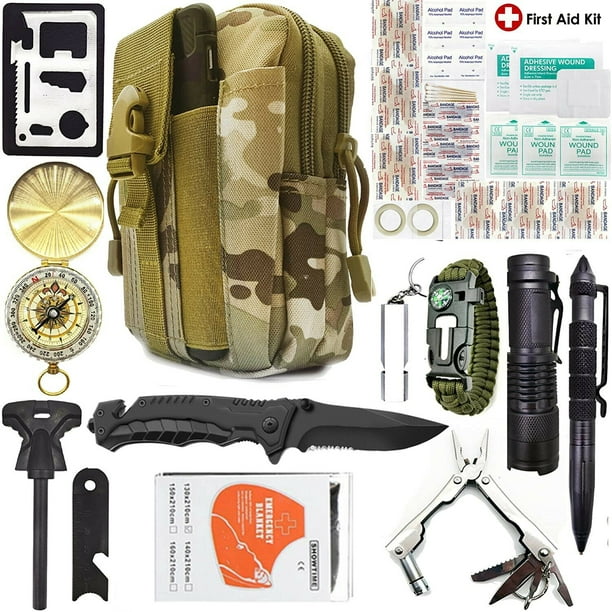 Camping Survival Kit 40 in 1 Outdoor Military Tactical Backpack