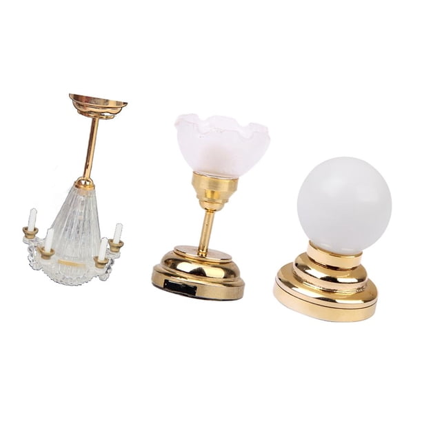 3PCS 1:12 size led Lámpara De tejado, Lámpara De Escritorio, Lámpara De Para DIY Accessories, Hugo Miniaturas de casa de muñecas